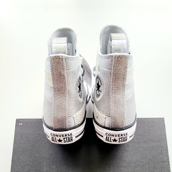 Converse Chuck Taylor All Star HI Ash Stone Grey Silver Glitter Women's 5.5 - Picture 4 of 6